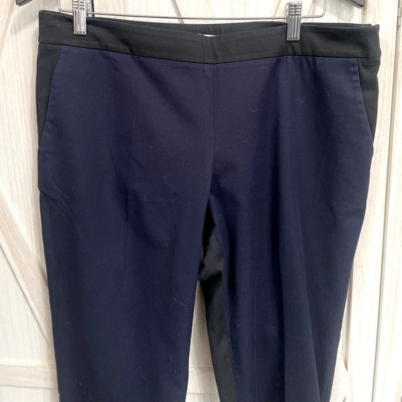 Eileen Fisher Colorblock Midnight Black Cotton Stretch Twill Slim Ankle Pants M - Picture 4 of 6